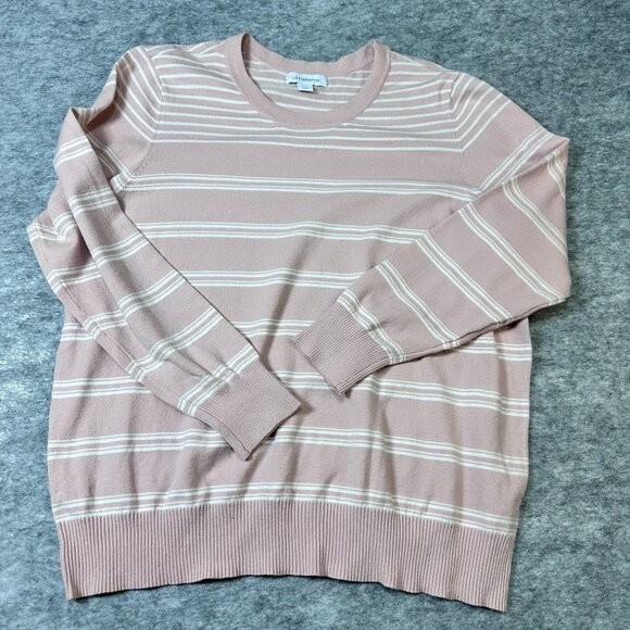NWT Liz Claiborne Womens 2X XXL Sweater Pullover Striped Pink and White Very Sof - Picture 8 of 8